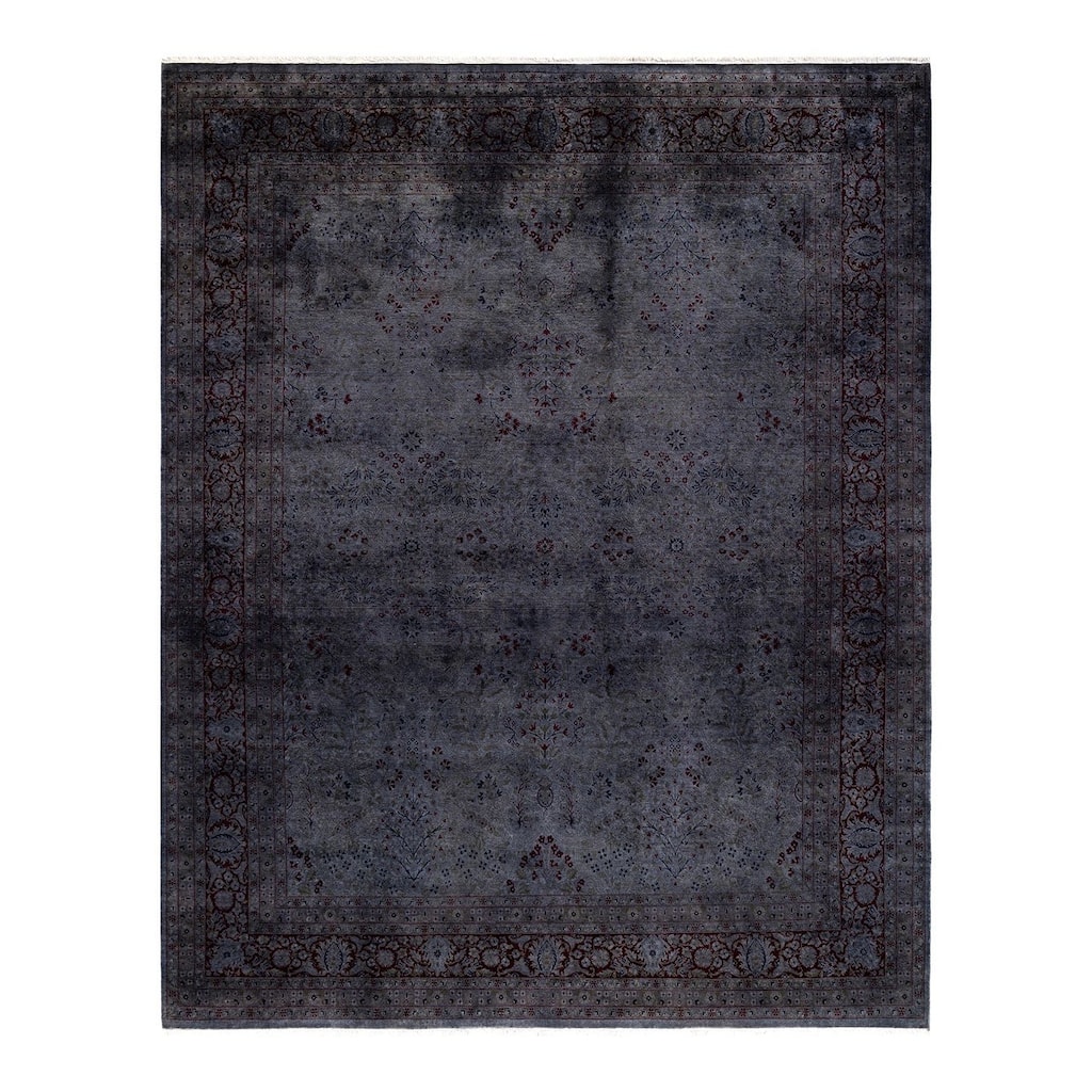 Overton Hand Knotted Wool Vintage Inspired Modern Contemporary Overdyed Gray Area Rug - 8' 3" x 10' 5"