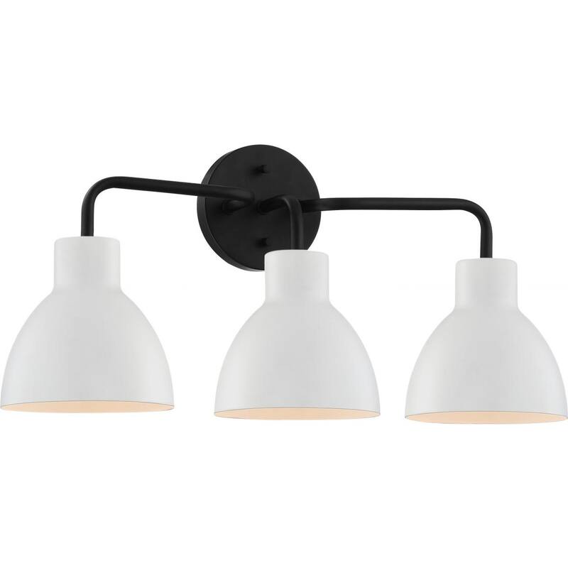 Sloan 3 Light Vanity; Matte Black Finish with White Shade
