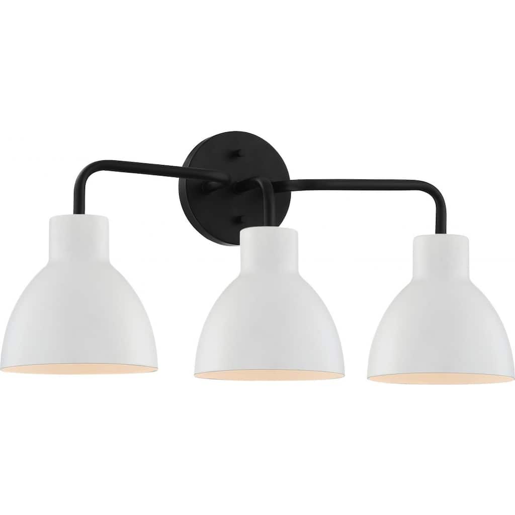 Sloan 3 Light Vanity; Matte Black Finish with White Shade