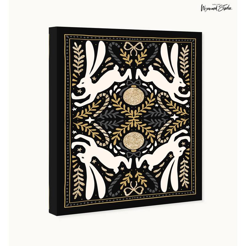 Wynwood Studio Canvas Animals Scandinavian Winter with Glitter Black Glam Wall Art Canvas Print