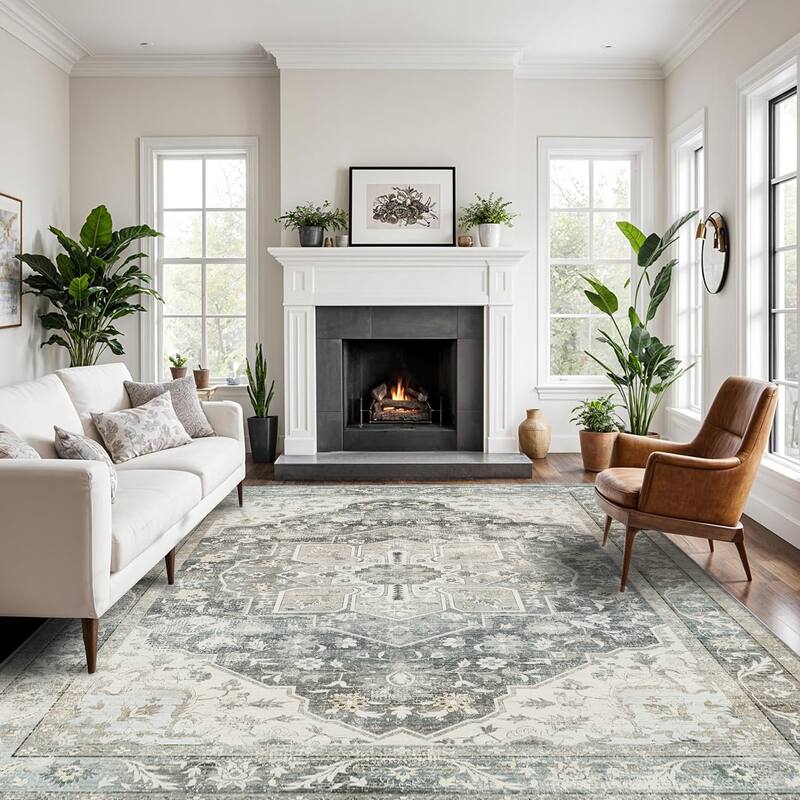 Bohemian Faux Cashmere Rug - 8' x 10' - Grey