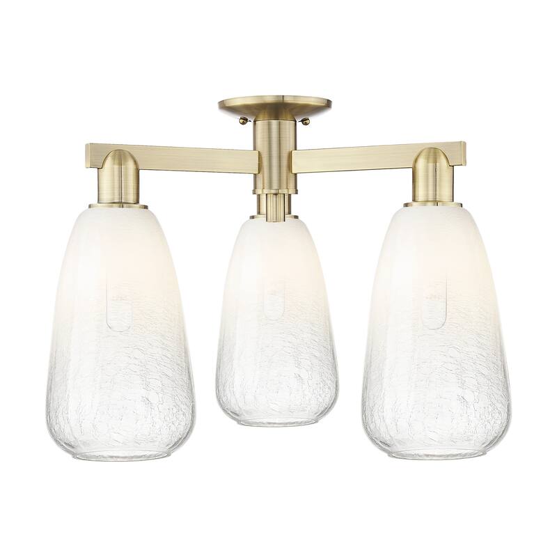 Innovations Lighting 716-3F-15-24 Brookhaven Almond Semi-Flush - Antique Brass / Opal