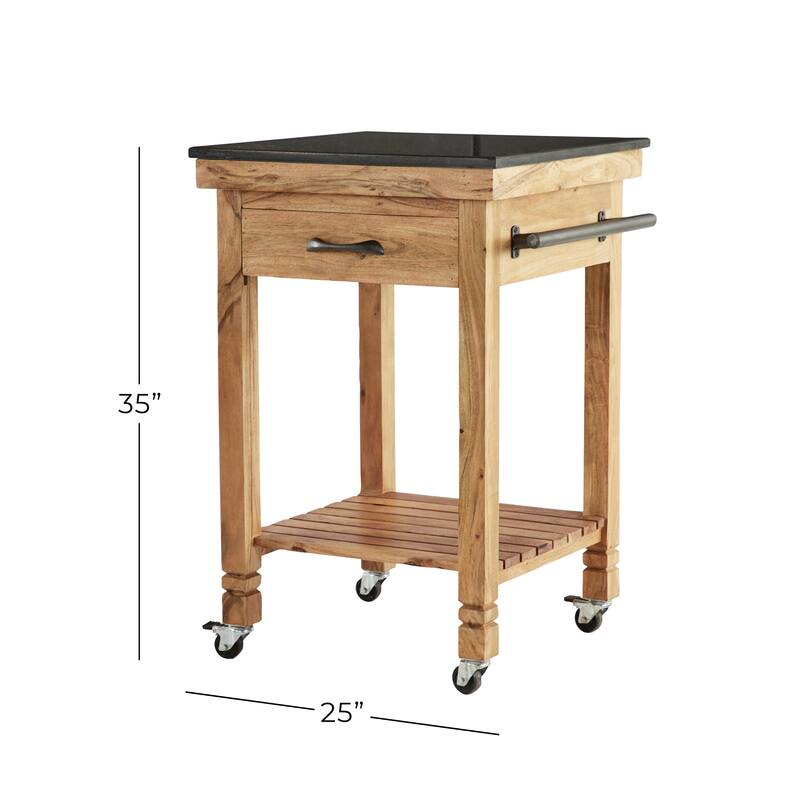 Brown Wood Coastal Kitchen Cart 35 x 25 x 23 - 25 x 23 x 35