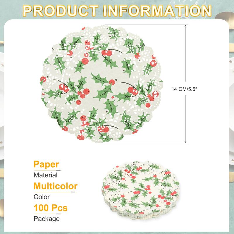 Paper Doilies Round Lace Decorative Placemats, Multicolor - Multicolor-100Pcs - 5.5 Inch