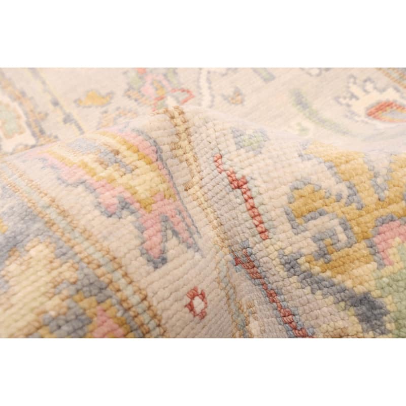 ECARPETGALLERY Hand-knotted Modern Oushak Light Grey Wool Rug - 2'7 x 8'1