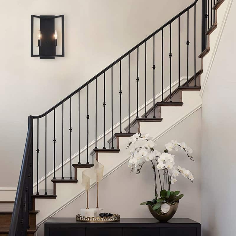Black Metal Frame Double - Light Wall Sconce