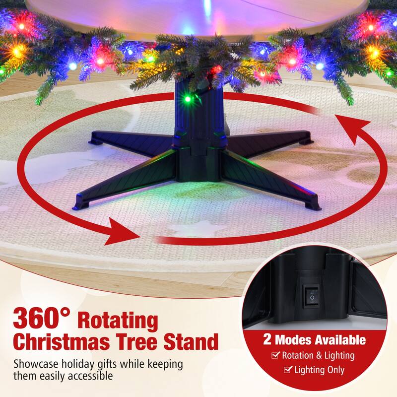 Gymax 6.4 FT Rotating Christmas Tree w/ 280 Branch Tips 220 LED Lights
