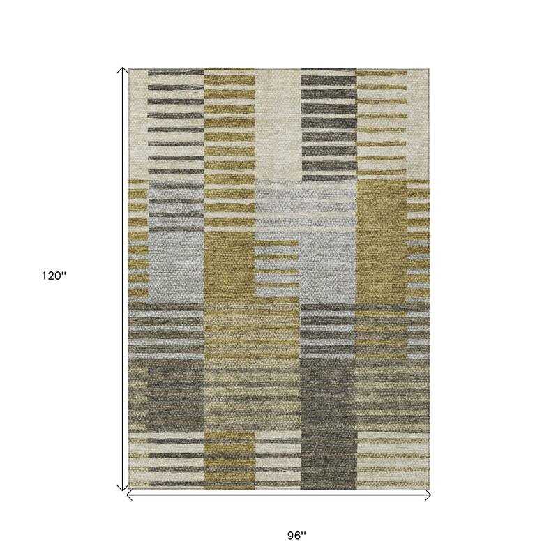 HomeRoots Striped Transitional Rectangle Outdoor Rug