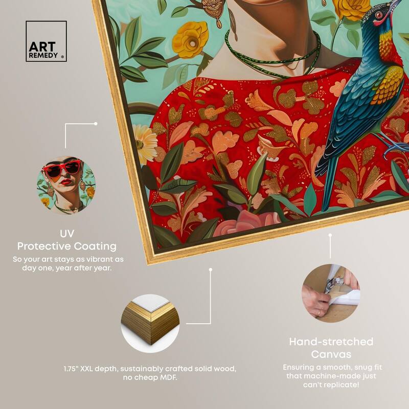 Birds and Icon Floral Canvas by Art Remedy