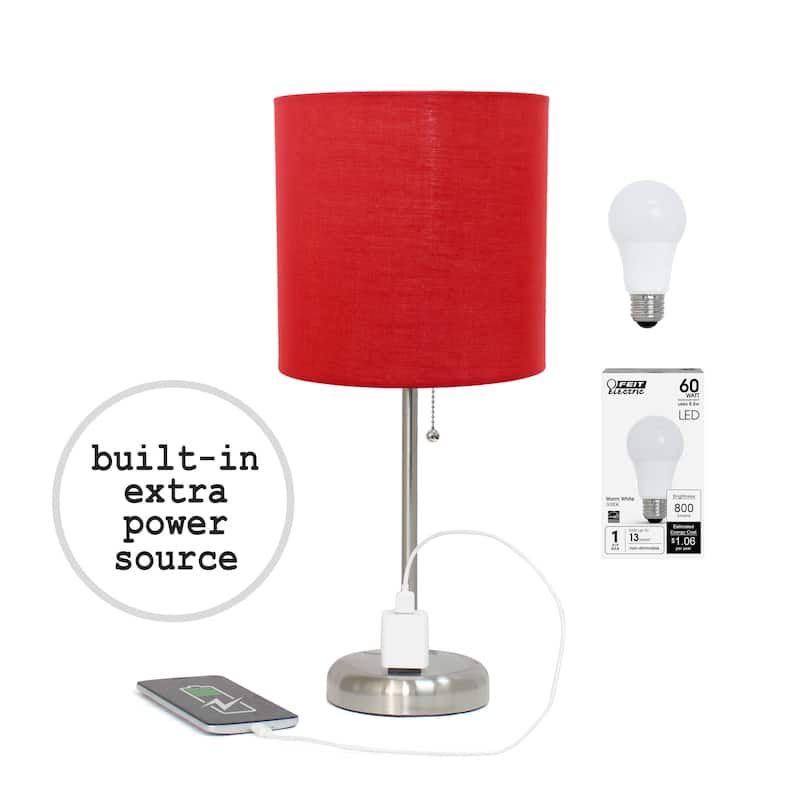 Simple Designs 9.5" Desk Lamp with Charging Outlet and LED Bulb Included - 19.50