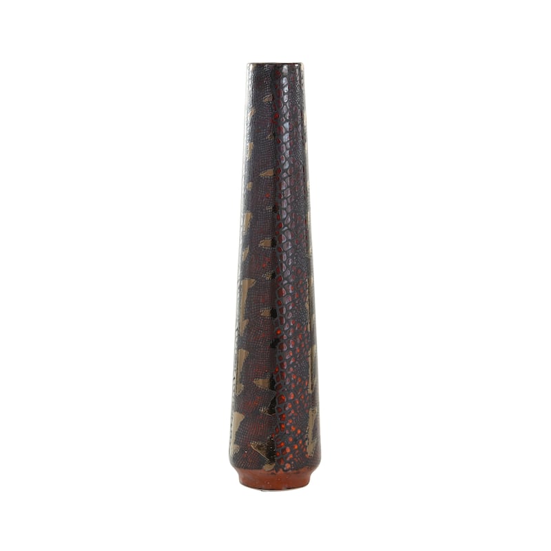 Ceramic Snakeskin Inspired Vase - Silver - Roche River Decor - 8"W, 36"H