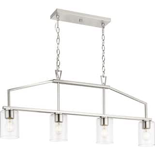 Goodwin Collection Four-Light Brushed Nickel Modern Farmhouse Island Light - 40.375 in x 4.37 in x 16.75 in
