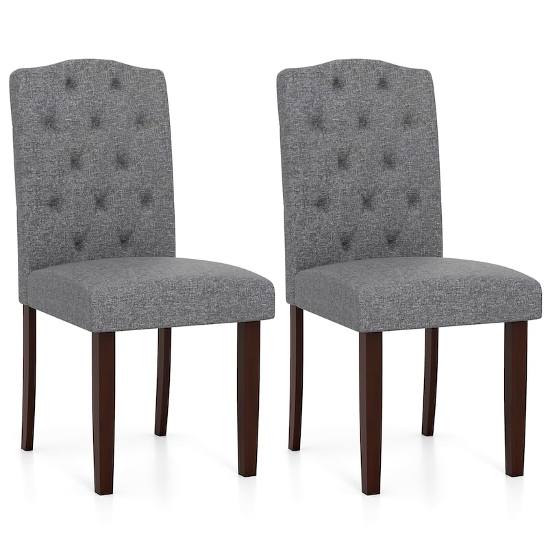 Gymax Wooden Dining Chair Set of 2 Button Tufted Fabric Upholstered - See Details - Extra Tall - Set of 2 - See Details - Grey