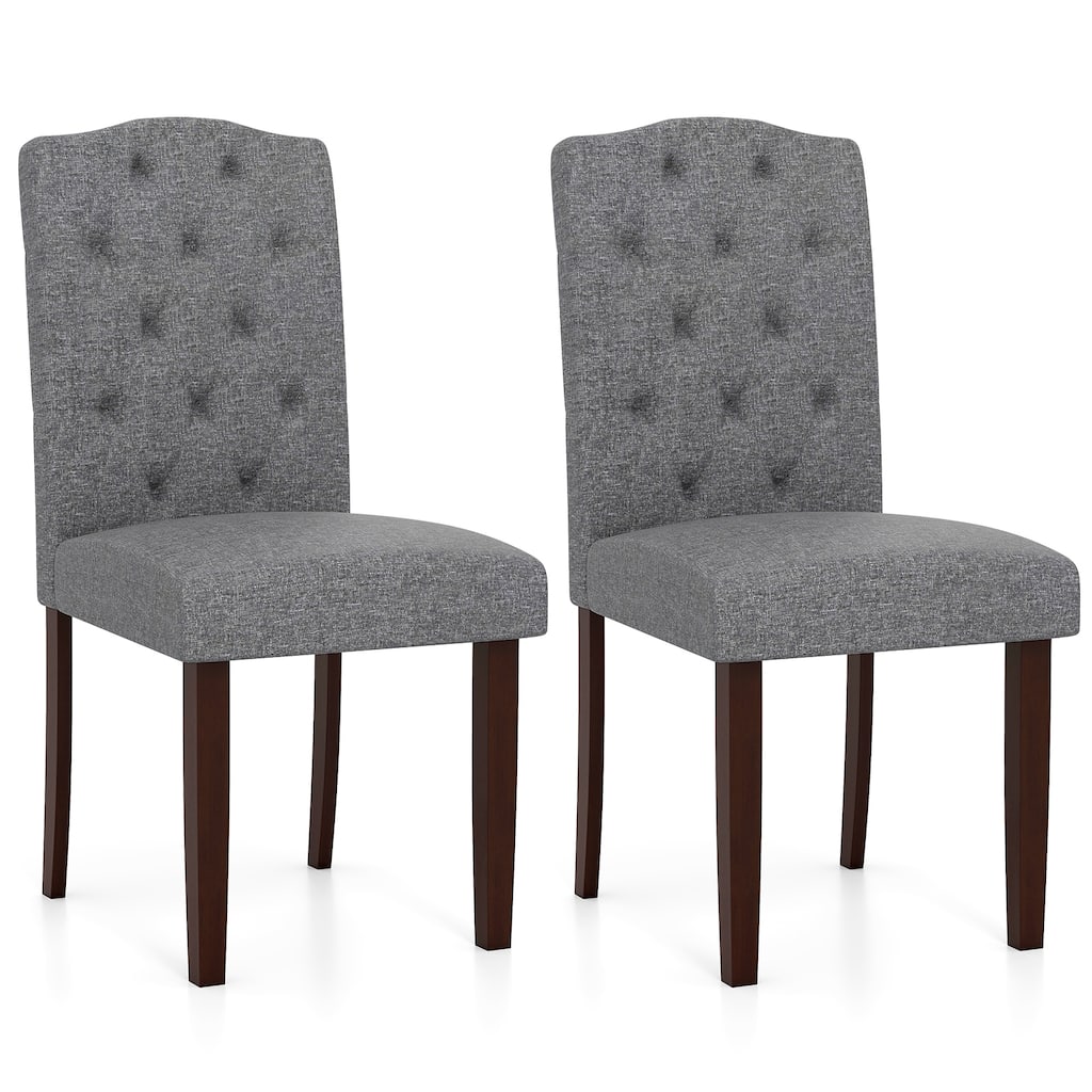 Gymax Wooden Dining Chair Set of 2 Button Tufted Fabric Upholstered - See Details