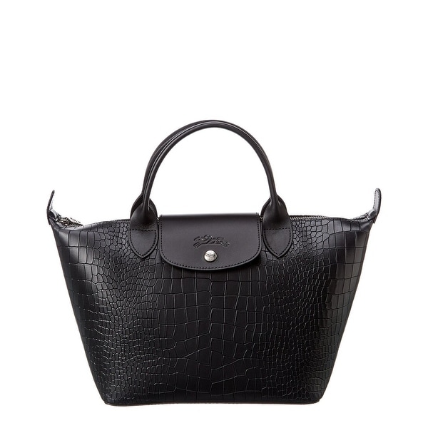 Longchamp Le Pliage Cuir Small Croc-Embossed Leather Short Handle ...