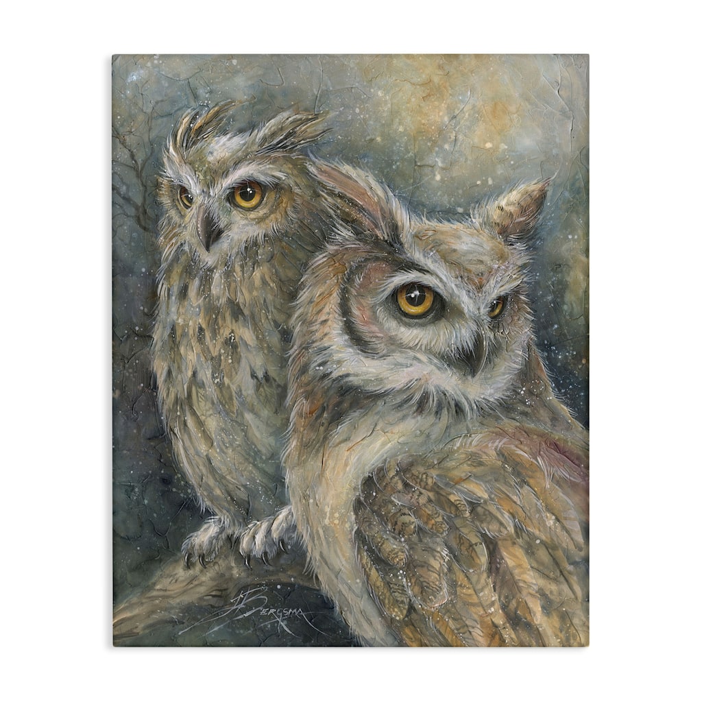 Stupell Neutral Feathered Owl Pair Canvas Wall Art Design By Jody Bergsma