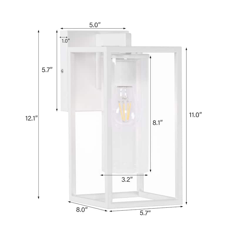 Metal 1-Light Clear Glass Outdoor Wall Sconce Light