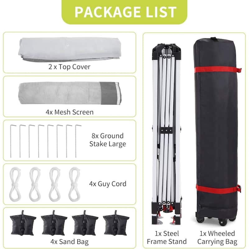 Modern Waterproof 10X10 Ft Instant Pop-Up Gazebo, All-Weather Canopy Tent for Patio, Garden, Backyard, Party - N/A