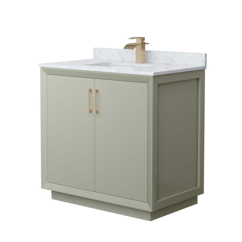 Wyndham Collection WCF414136S-NAT-UNSMXX Strada 36" Free Standing - Light Green / Satin Bronze Hardware