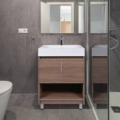 30" Free-Standing Single Bathroom Vanity, Soft Closing Doors, a Storage Towel Shelf and a High Quality Acrylic Sink Top Included