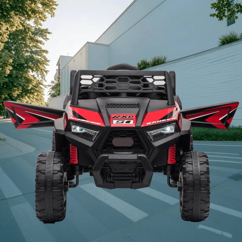 Electric 12V Ride On Mini UTV Car for Kids with Forward and Reverse, LED Lights, and Built-in Music, Battery Powered Vehicle - Red