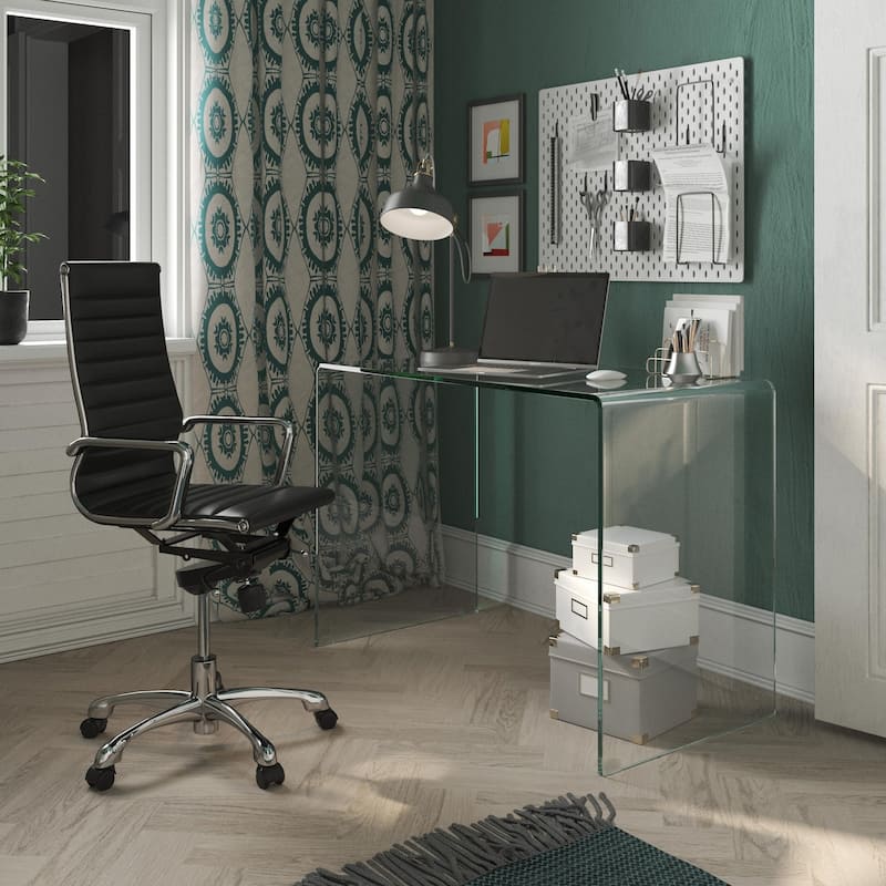 Creative Images Bent Clear Glass Office Desk Table