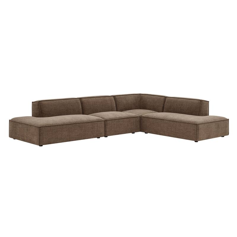 Restore 4-Piece Performance Fabric Upholstered Modular L-Shaped Armless Sectional Sofa