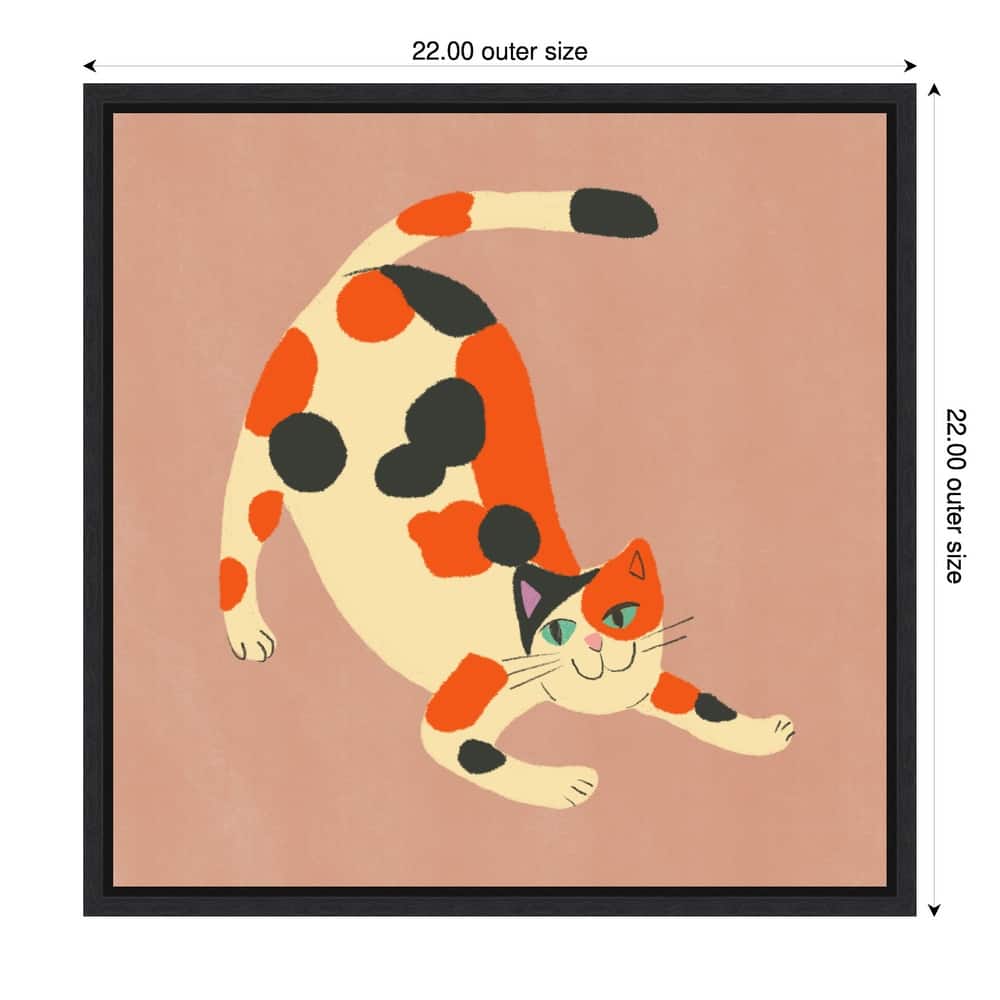 Playful Calico Cat by Little Dean Framed Canvas Wall Art