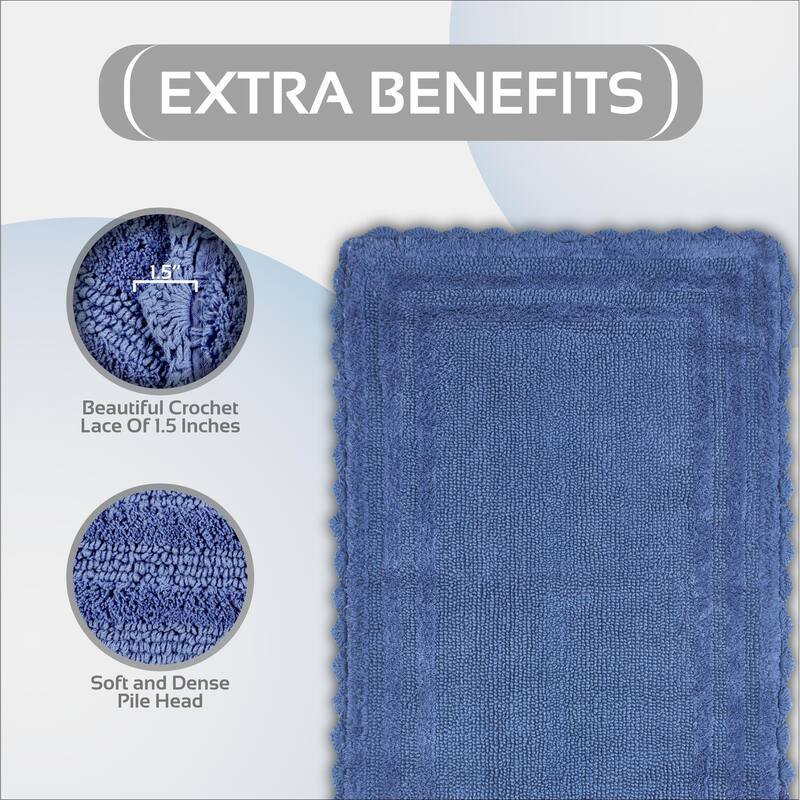 Better Trends Bath Rugs 100% Cotton Soft & Water Absorbent Reversible Tufted Bathroom Rug for Shower, Sink Mats Lilly Crochet