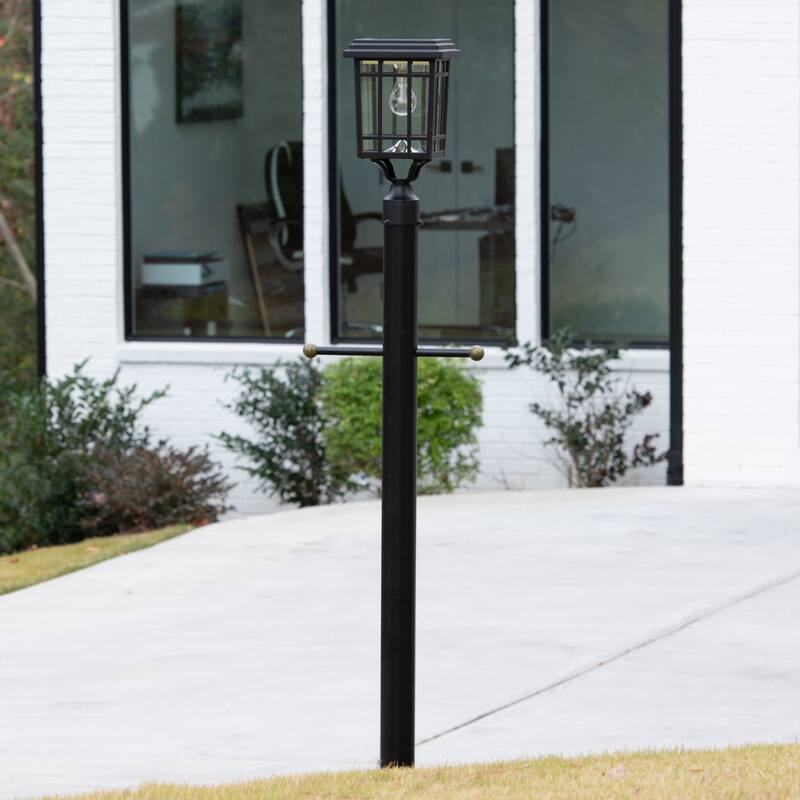 Grand Prairie Bulb Solar Light with Wall, Pier, and 3in Fitter Mounts - Black
