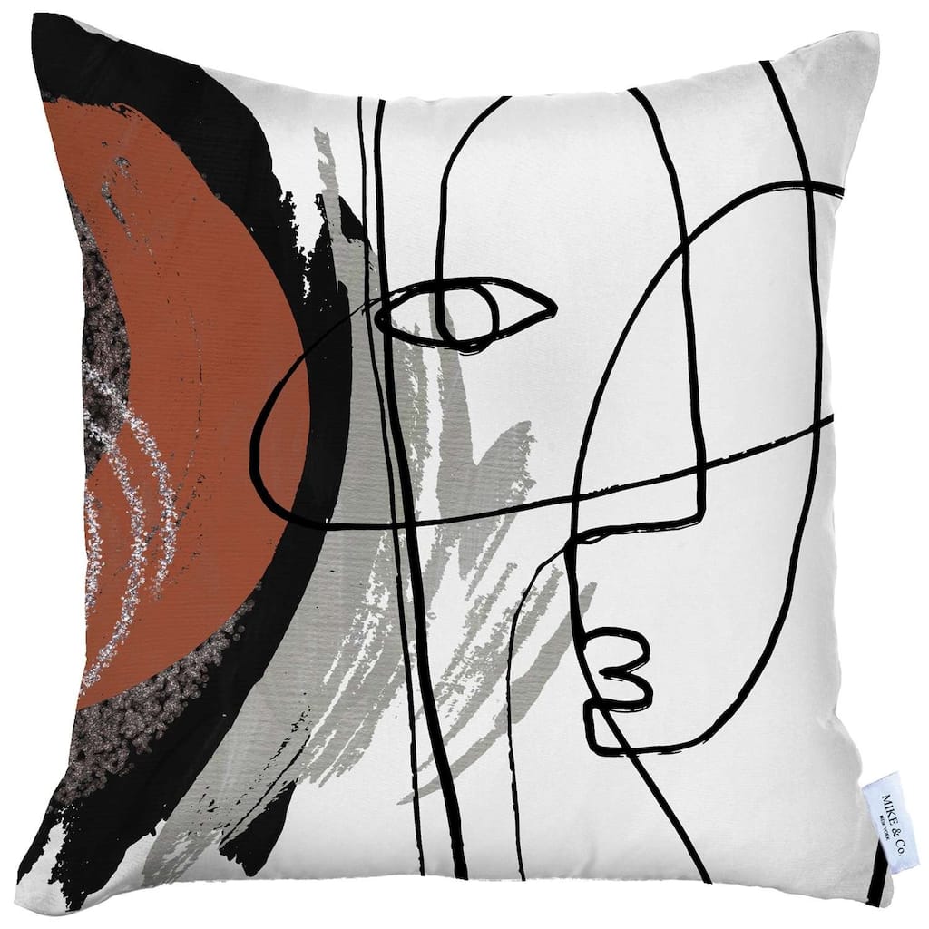 HomeRoots 18" X 18" Black And Red Abstract Zippered Handmade Polyester Throw Pillow Cover
