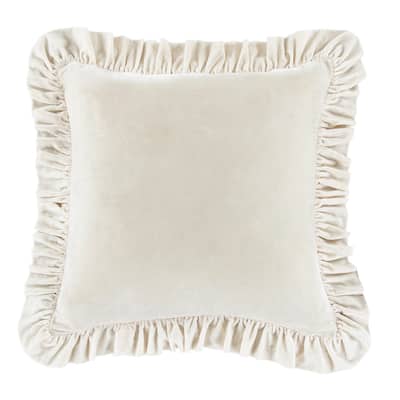 HiEnd Accents Stella Faux Silk Velvet Romantic Western Ruffled Euro Sham, 27"x27"
