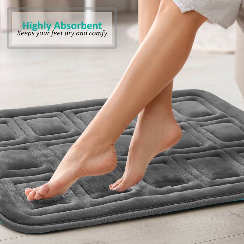 Clara Clark Ultra Soft Non Slip and Absorbent Bath Rug - Waffled Velvet Memory Foam Bath Mat
