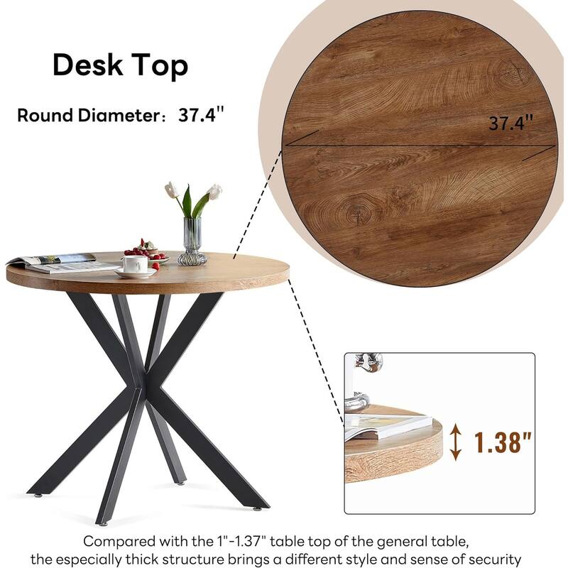 Howtai Modern Round Kitchen Dining Table Coffee Table