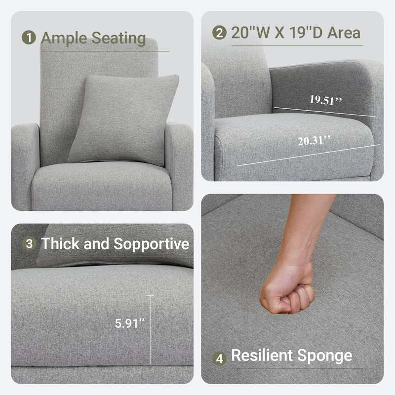 Fabric/Leather Modern Accent Chairs with Lounge Seat