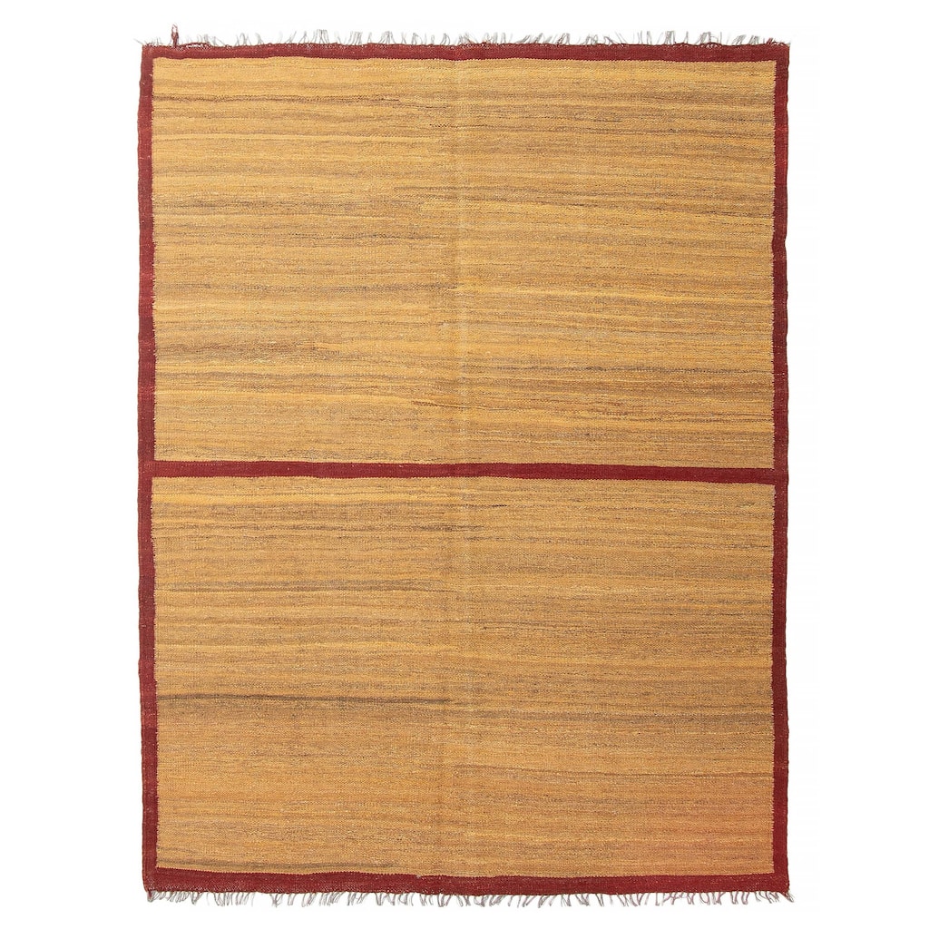 ECARPETGALLERY Flat-Weave Natural Light Brown Wool Tapestry Kilim - 6'2 x 6'10