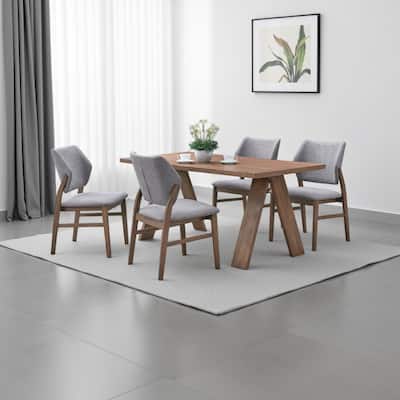 Nory Rectangular Dining Table, Scandinavian Walnut Brown, 63 Inch