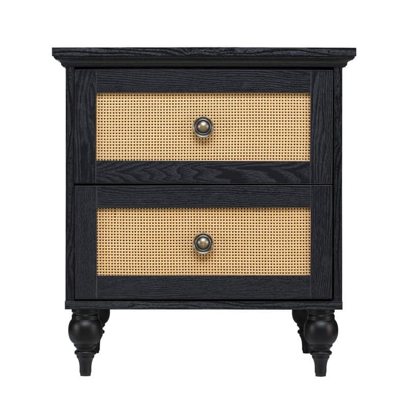Newcomb Black 2 Drawer Nightstand