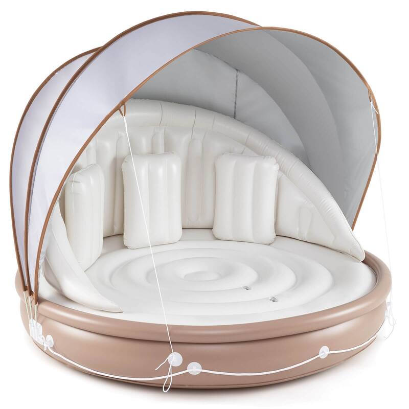 Costway 73" Tanning Pool Lounger Float with Retractable & Removable - See Details - White, Brown, Silver - See Details
