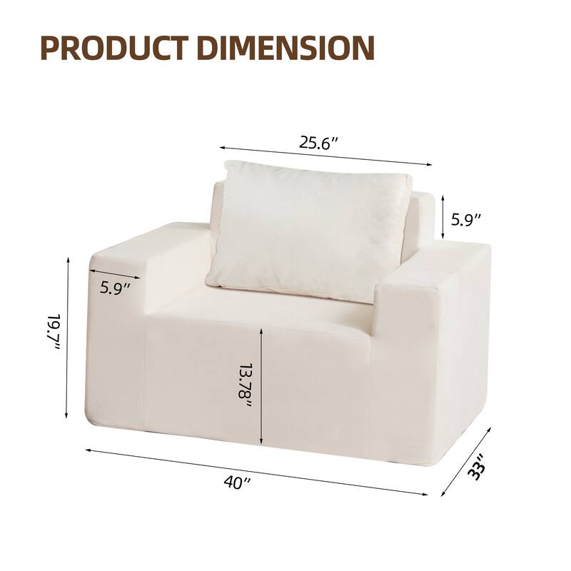 Sofa in a box Foam Sofa Couch with Pillow, Bean Bag Chairs for Adults Stuffed High-Density Foam, Large Bean Bag Single Sofa