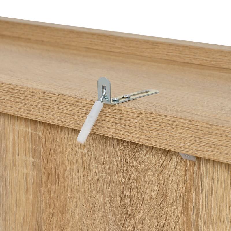 Farmhouse 35" Freestanding Buffet with Hutch, Tall Kitchen Pantry Cabinet with Wine Rack, Drawer, and Adjustable Shelves