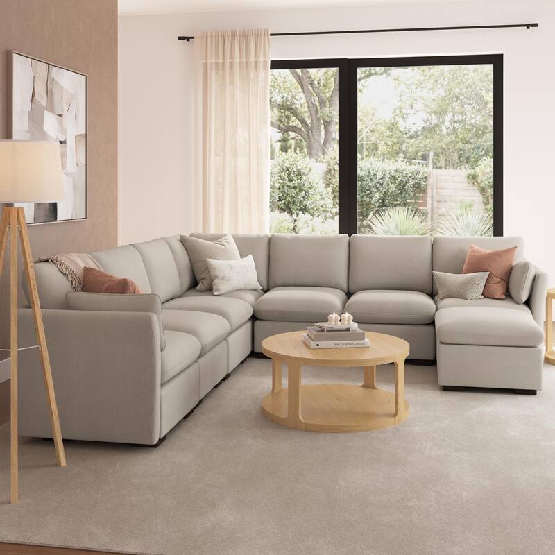 Bush Home Sienna Modular 6-Seater Sectional with Storage Ottoman