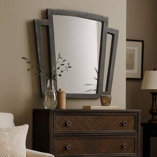 Tapered Fabric Frame Mirror with Mounting Hardware, Dark Gray