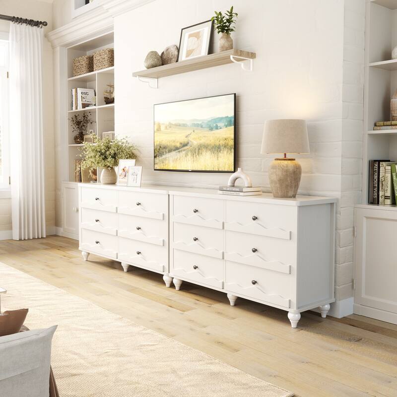 Modern 6-Drawer Dresser Closet Organizer, 43-In Chest of Drawers TV Stand