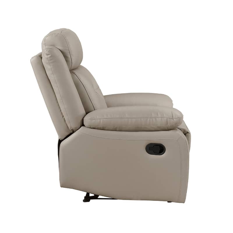 Conia Manual Reclining Chair, Latte Beige Top Grain Leather Cushions
