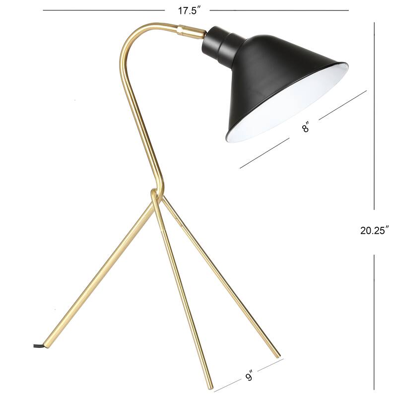 Rochelle 20.25" Brass LED Task Lamp, Brass Gold/Black by JONATHAN Y
