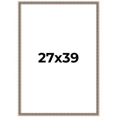 27x39 Frame Silver Versailles Ornate Solid Wood Picture Frame | 1 Inch