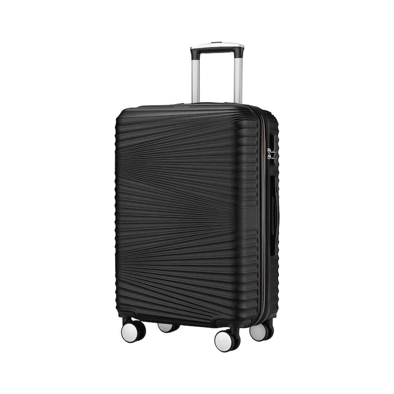 20 Inch Luggage Suitcases with Spinner Wheels Expandable Hardside Luggage Lightweight Suitcase,20" Checked Luggage Black - Black