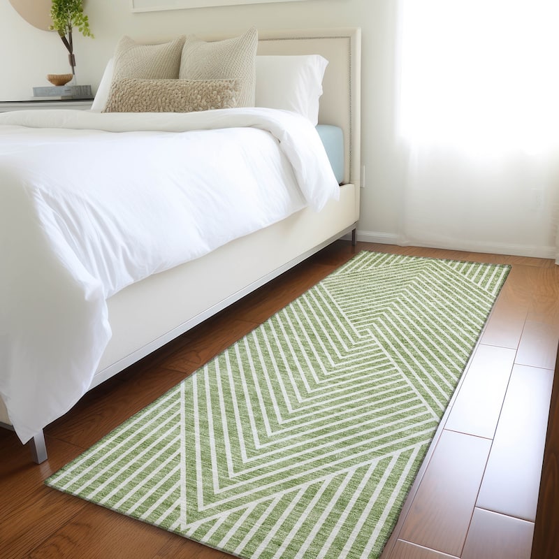 Premium Washable Super Soft Modern Geo Mayfield Rug - Aloe - 2'3" x 7'6"
