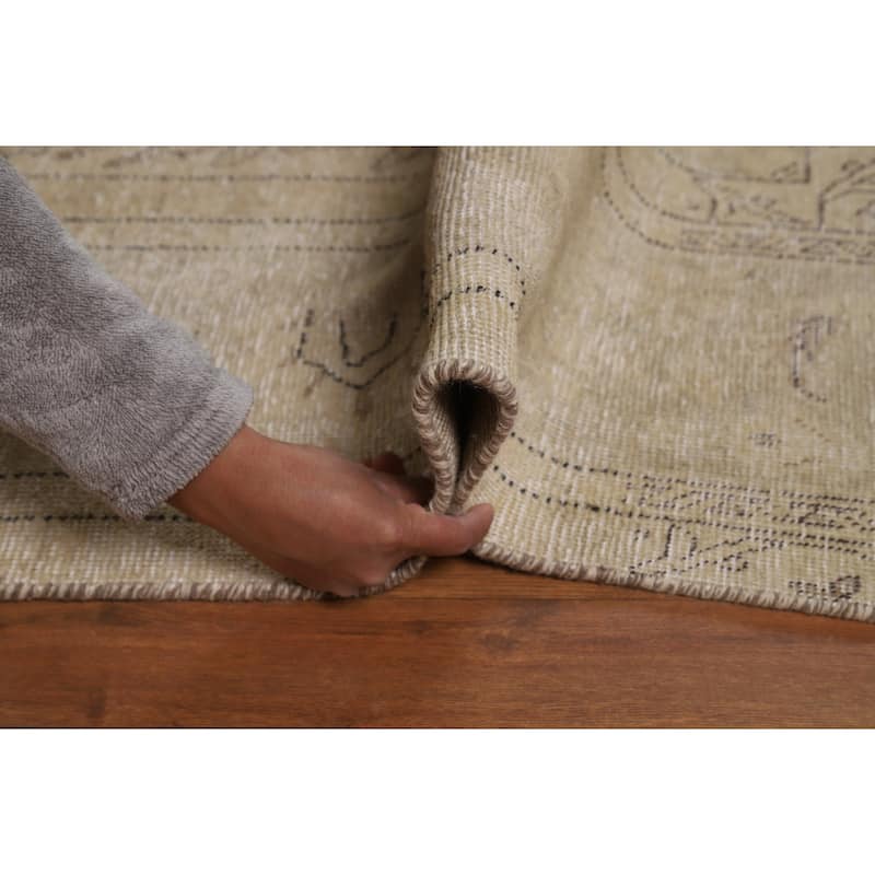 Earth Tone Tabriz Persian Vintage Area Rug Hand-Knotted Wool Carpet - 9'6"x 12'7"